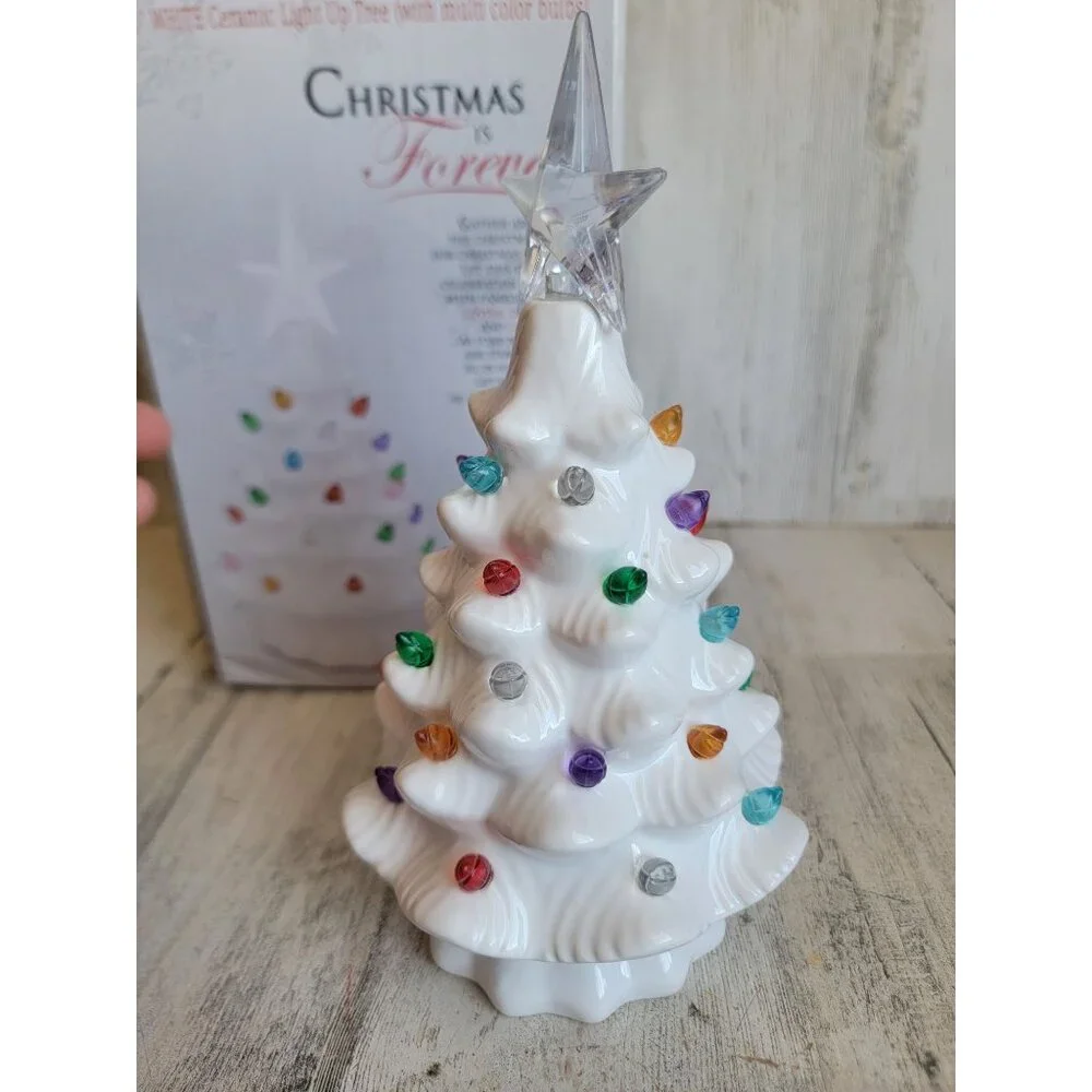 Christmas AS IS forever white‎ ceramic lighted tree! Home decor